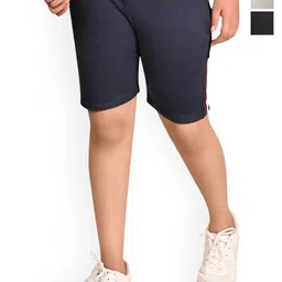 BAESD Girls Pack Of 3 Cotton Solid Regular Bermuda Shorts-picture-34