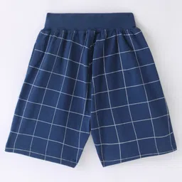 Fido Single Jersey Knit Above Knee Length Shorts Checks Design - Navy Blue image 2