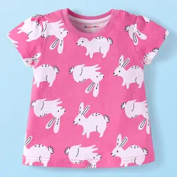 kookie kids india Kookie Kids Single Jersey Knit Half Sleeves T-Shirts with Animal & Polka Dots Print Pack of 3 - Pink & White image 2