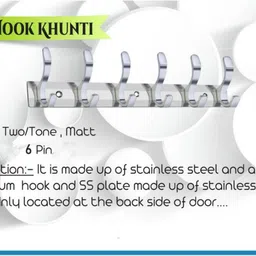 cossimo S-Hook Hanger Stainless Steel 6 Pin Cloth Hanger Wall Mounted (Set of 2) Door Hanger image 4