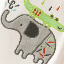 Babyoye  100% Cotton Knit Half Sleeves  Half Sleeves Romper Elephant  Placement Print - Multicolour image 3