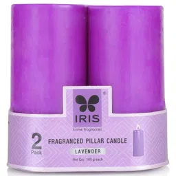 Iris Homefragrances Pack of 2 Lavender Fragrance Pillar candles- 160g each image 3