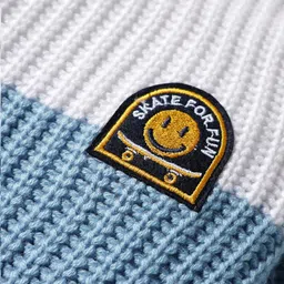 Babyhug Knit Full Sleeves Pullover Sweater with Cable Knit Design & Patch Detailing - Navy Blue & White image 3