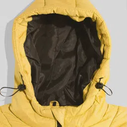 OKANE Woven Full Sleeves Solid Color Hooded Puffer Jacket - Mustard image 3