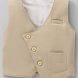 Robo Fry Full Sleeves Solid Party Suit With Cap - Beige image 4
