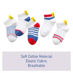 MOMISY Cotton Ankle Length Socks Smiley Striped Design Pack of 5 - Multicolour- image 4