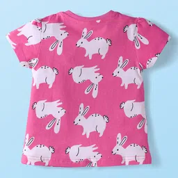 kookie kids india Kookie Kids Single Jersey Knit Half Sleeves T-Shirts with Animal & Polka Dots Print Pack of 3 - Pink & White image 4