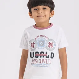 KIDS ISLAND Knit Full Sleeves Ribbed Blazer With World Discover Text Printed Tee - Maroon image 5