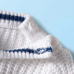 Babyhug Knit Full Sleeves Pullover Sweater with Cable Knit Design & Patch Detailing - Navy Blue & White image 4