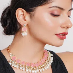 Divisha Gold-Plated Artificial Stone-Studded & Beaded Jewellery Set image 2