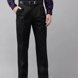 ColorPlus Men Comfort Fit Wrinkle Free Pleated Pure Cotton Formal Trousers-picture-13