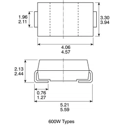Stmicroelectronics Bi-Directional TVS Diode 6.45 V 2 Pin 600 W DO-214AA (SMB), SM6T6V8CA (Pack of 10) image 3