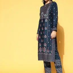 Libas Women Blue Silk Blend Printed Kurta Set image 4