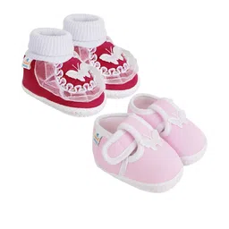 Neska Moda 0 To 6 Months Newborn Baby Boys & Baby Girls Set Of 2 Pair Soft Cotton Butterfly Booties image 3