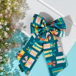 Arendelle Christmas Gift Print Green Pigtail Hair Bow-picture-33