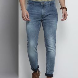 The Indian Garage Co Men Navy Blue Slim Fit Light Fade Stretchable Jeans-picture-1