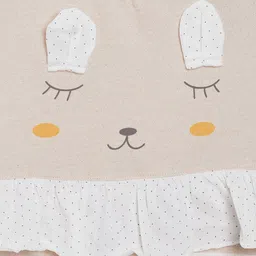 Camey Girls Cream-Coloured Printed Rompers With Bib image 3