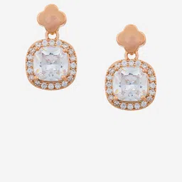 Kushal's Fashion Jewellery Rose Gold-Plated Classic Zircon Drop Earrings image 2