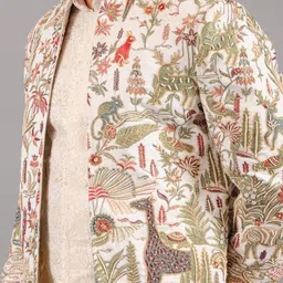 KALPRAAG Men Ethnic Motifs Embroidered Regular Kurta with Trousers image 5