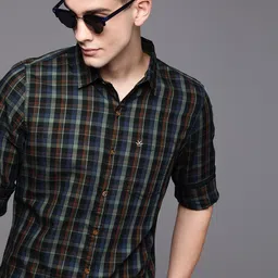 WROGN Men Black & Grey Slim Fit Checked Casual Shirt-image-69