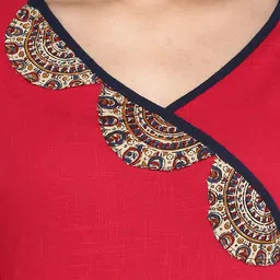 YASH GALLERY Women Angrakha Style Patchwork Detail Anarkali Kurta image 2