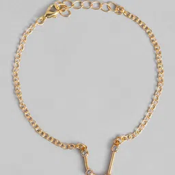 Peora Gold Plated Aquarius Horoscope Zodiac Sign Pendant & Bracelet Combo image 2