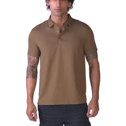 Hektor Men Solid Polo Collar Relaxed Fit T-shirt-picture-12