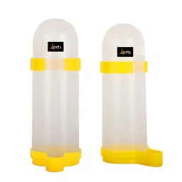 generic S-Pets - Set of 4 400ML Yellow Color Bird Water & Food Hanging Plastic Feeder Suitable for Cage Birds Like Love Birds, Finches, Cockatiel & Ext image 2