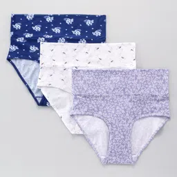 Bella Mama Ecojiva Finish Panties Striped & Dots Print Pack of 3 - Grey White Blue-image-0