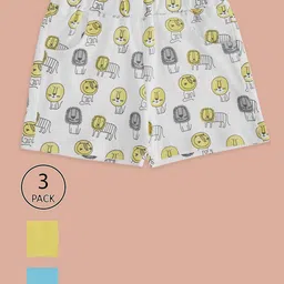 Pantaloons Baby Pack Of 3 Lions & Roar Some Text Printed Shorts - Multi Colour-picture-26