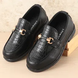 Pine Kids Slip On Party Wear Loafers - Black-picture-20