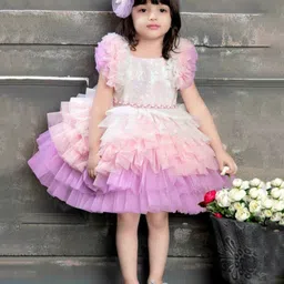 Lagorii Frill Sleeves Sequins Embellished Layered Dress - Lavender-picture-27