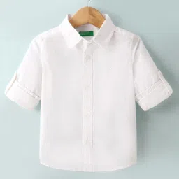 UCB 100% Cotton Woven Full Sleeves Solid Colour Shirt - White-image-58