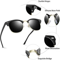 Being Better Unisex Black Lens & Black Rectangle Sunglasses with image 3
