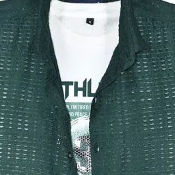 CHARCHIT Boys Spread Collar Comfort Semi Sheer Regular Fit Cotton Casual Shirt image 4