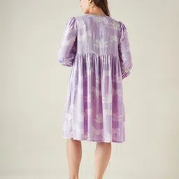 The Kaftan Company Three Fourth Sleeves Zebra Printed Maternity Dress - Purple image 3