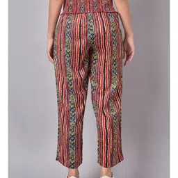 Mine4Nine Smock Detail Full Length Abstract Printed Maternity Pants - Maroon image 3