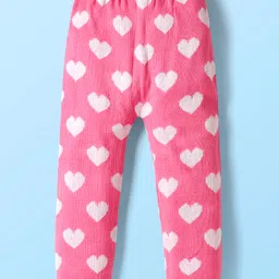 Babyhug Knit Full Length Woollen Pant with Heart Design - Pink image 2