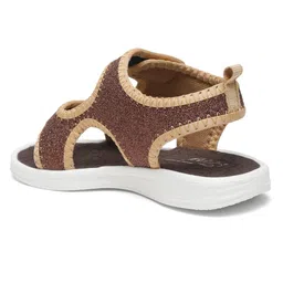 Tiny Bugs Light Weight & Comfortable Velcro Closure Party Wear Shimmery Sandals - Dark Brown image 4