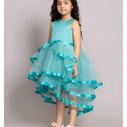 Toy Balloon Kids Sleeveless Lace Detailed High Low Dress - Rama Green image 4