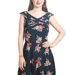 DELIS Women Floral Printed Georgette Fit & Flare Midi Dress-picture-34
