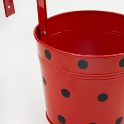 DecorTwist Red & Black Printed Metal Hanging Planter image 4