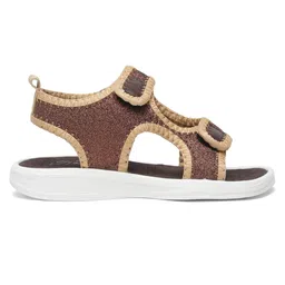 Tiny Bugs Light Weight & Comfortable Velcro Closure Party Wear Shimmery Sandals - Dark Brown image 5