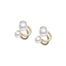 PolluxCraft Gold-Plated Beaded Contemporary Studs Earrings image 2