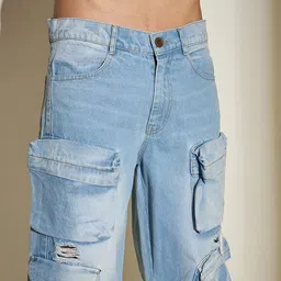 FUGAZEE Men Baggy Mid-Rise Low Distress Jeans image 5