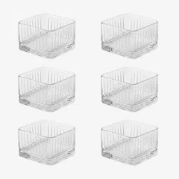 aanami Glass Dessert Bowl Tableware for Kitchen, 350ml Square Dessert Bowls Transparent Striped Cups-picture-48