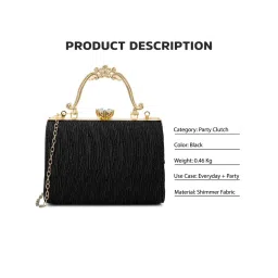 Lavie Signature Glisten Framed Clutch with Detachable Chain -Black (S) image 4