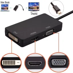 LOTA 3-in-1 Mini DisplayPort (Thunderbolt) to HDMI+VGA+DVI Adapter Black, MST-1294-LT image 5