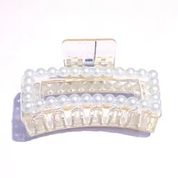 HYMT Set of 2 Women Rectangular Beaded Hair Claw Clip image 5