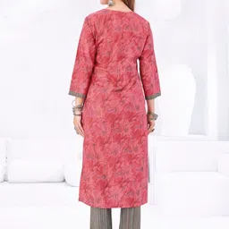 Simmu Women Floral Printed Regular Pure Cotton Kurta with Trousers & With Dupatta image 2